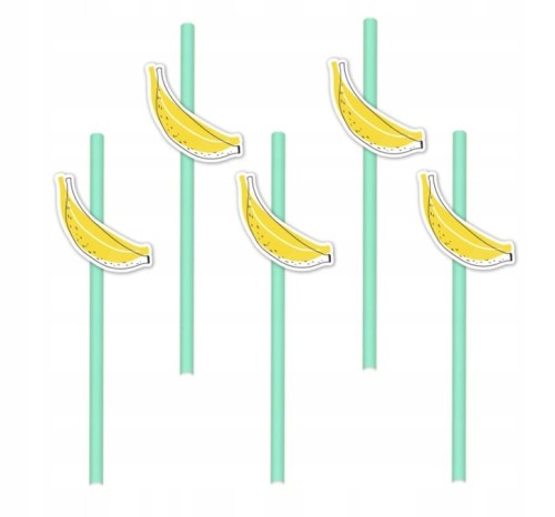 Słomki BIO RURKI papierowe banan 8szt eco urodziny