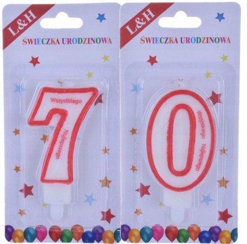 Świeczka urodzinowa 70 siedemdziesiątka na tort