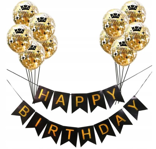 Balony z konfetti złote girlanda urodziny duże 34