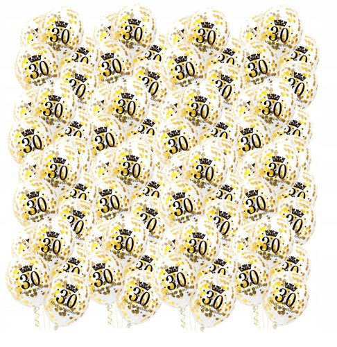 Duże balony z konfetti złote 30 urodziny 100s 34cm