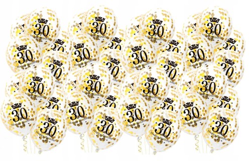 Duże balony z konfetti złote 30 urodziny 50sz 34cm