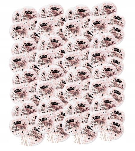 Duże balony z konfetti różowe złoto birthday 100sz