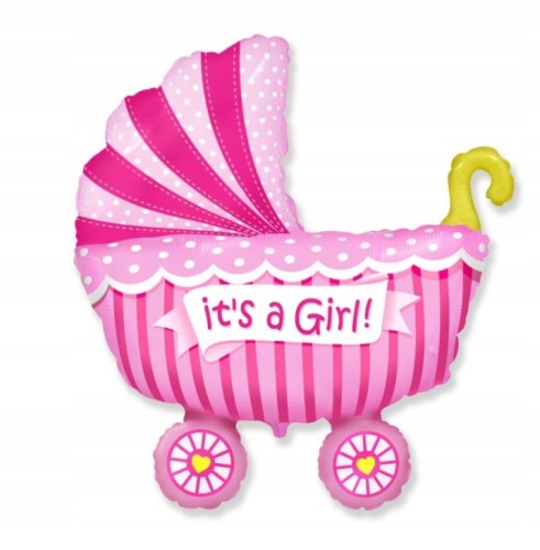 BALON foliowy wózek baby girl shower urodziny 34cm