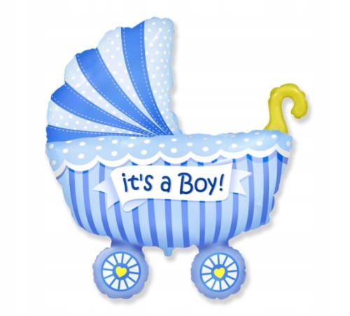 BALON foliowy wózek baby boy shower urodziny 34 cm