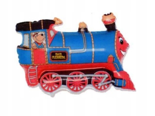 BALON foliowy Pociąg niebieski urodziny roczek 34