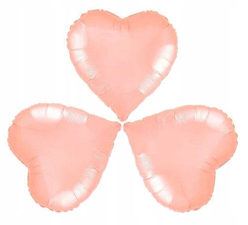 BALON foliowy serca serduszka 3 szt 25cm rose gold