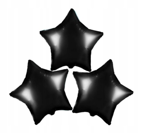 BALON foliowy czarne gwiazdy gwiazdki 3 szt 25 cm