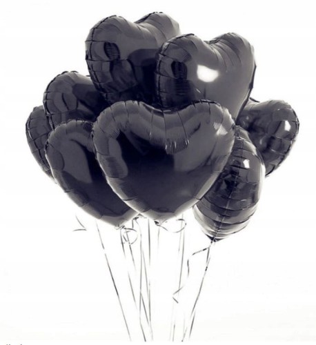 BALONY foliowe czarne SERCE 8 szt 45 cm serca hit