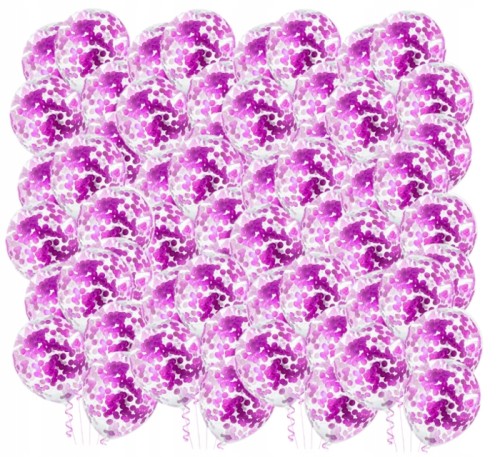 Balony duże przezroczyste fioletowe konfetti 100sz