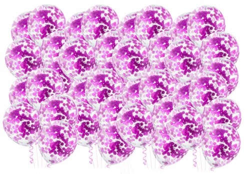 Balony duże przezroczyste fioletowe konfetti 50szt