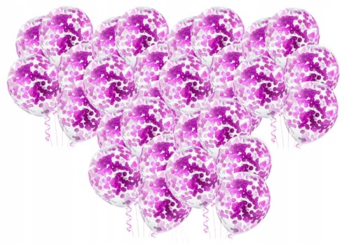 Balony duże przezroczyste fioletowe konfetti 30szt