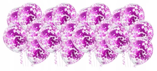 Balony duże przezroczyste fioletowe konfetti 20szt