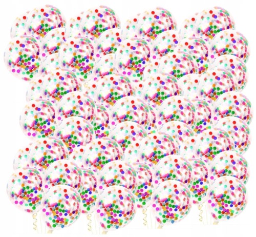 Balony duże przezroczyste kolorowe konfetti 100szt