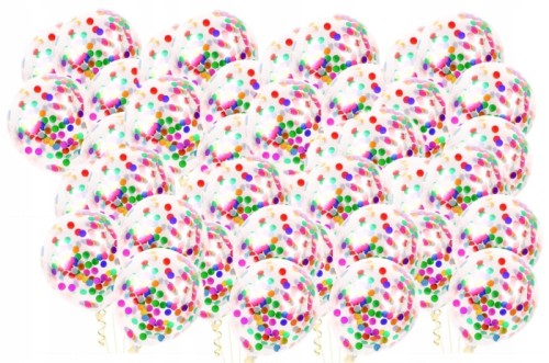 Balony duże przezroczyste kolorowe konfetti 50 szt