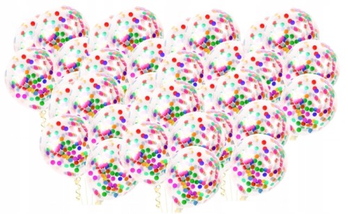 Balony duże przezroczyste kolorowe konfetti 30 szt