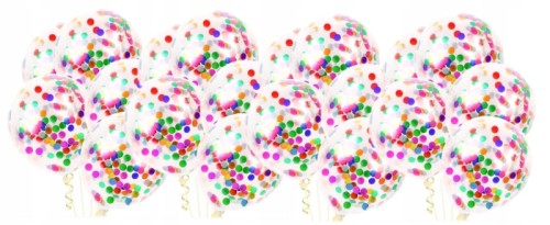 Balony duże przezroczyste kolorowe konfetti 20 szt