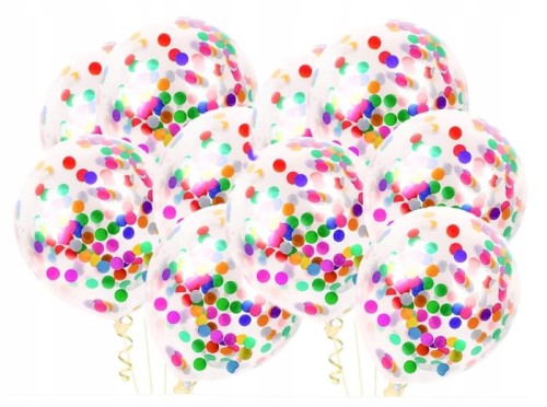 Balony duże przezroczyste kolorowe konfetti 10 szt