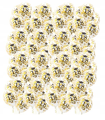 Duże balony z konfetti złote 18 urodziny 100s 34cm