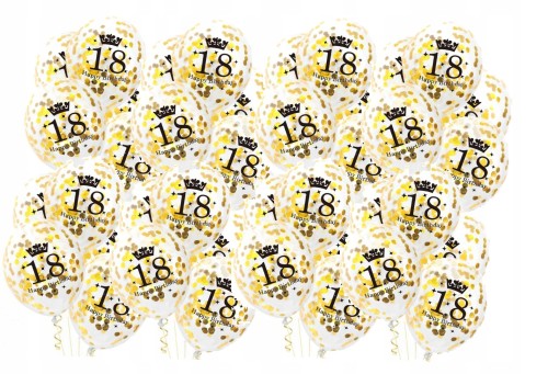 Duże balony z konfetti złote 18 urodziny 50sz 34cm