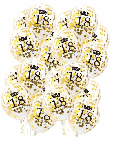 Duże balony z konfetti złote 18 urodziny 20sz 34cm