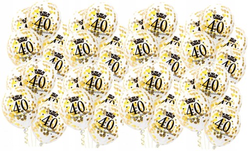 Duże balony z konfetti złote 40 urodziny 100s 34cm
