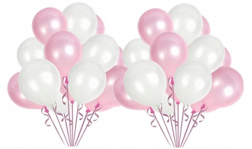 Balony metaliczne różowe białe wesele urodziny 20