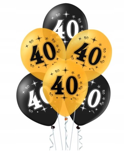 Balony lateksowe duże 34 cm złote 40 urodziny 10s