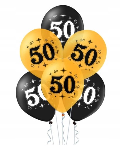 Balony lateksowe duże 34 cm złote 50 urodziny 10s