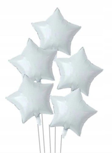 BALONY foliowe białe gwiazdy gwiazdki 45 cm 5 szt