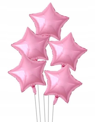 BALONY foliowe różowe gwiazdy gwiazdki 45 cm 5 szt