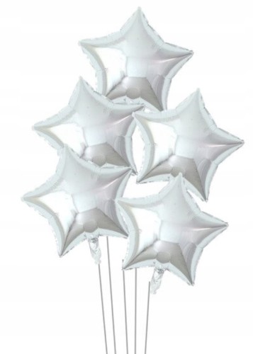 BALONY foliowe srebrne gwiazdy gwiazdki 45cm 5 szt