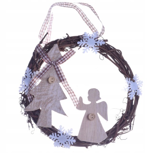 Bombka drewniana zawieszka na choinkę wianek