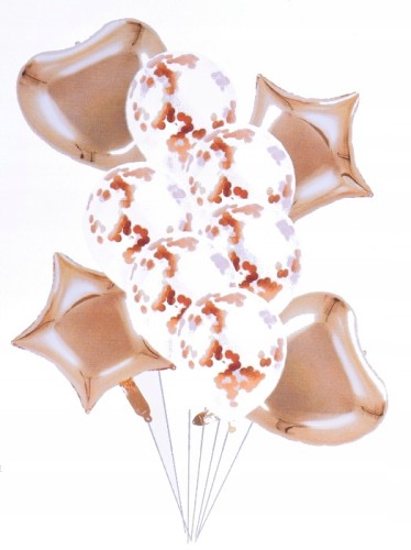 Duży zestaw balony z konfetti rose gold bukiet 10