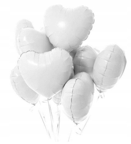 BALONY foliowe białe SERCE 8 szt 45 cm serca hit