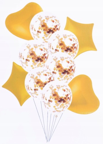 Duży zestaw balony z konfetti złotym bukiet 10 HIT