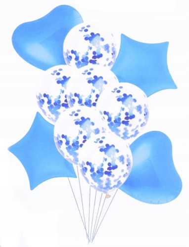 Duży zestaw balony z konfetti niebieskim bukiet 10