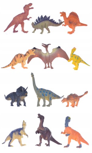 figurki DINOZAURY GUMOWE DUŻY ZESTAW 12 szt t rex
