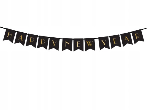 Baner Girlanda czarna sylwester happy new year hit