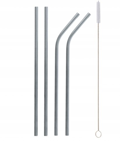 4 x słomki rurki metalowe srebrne czyścik eko