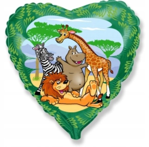 BALON foliowy zwierzęta z dżungli urodziny 45 cm