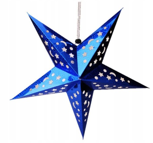 Gwiazda świąteczna 3D tekturowa niebieska duża 90