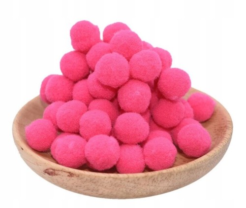 Pomponiki dekoracyjne różowe okrągłe 120szt 10mm