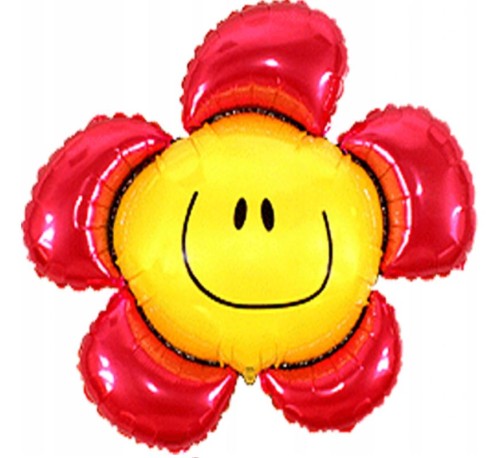 BALON foliowy urodziny CZERWONY KWIAT roczek 14''