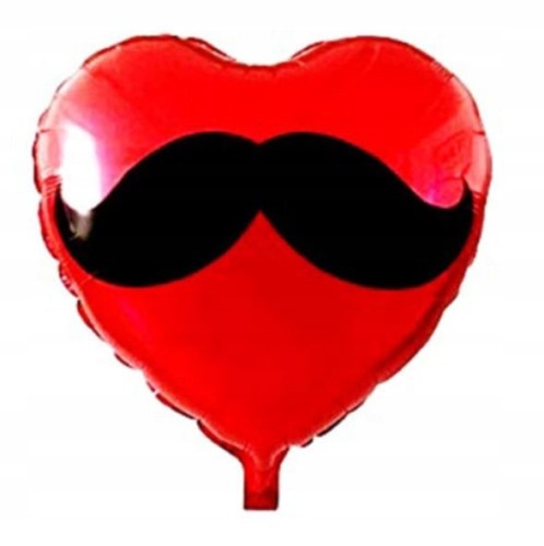 BALON foliowy czerwone serce walentynki 45 cm wąs