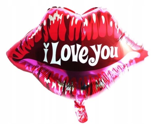 BALON foliowy czerwone usta love you 60 cm czerwon