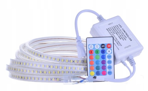 TAŚMA 120 LED /1m ZIMNY ZESTAW 50m PILOT bluetooth