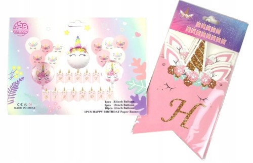 ZESTAW balonów UNICORN jednorożec baner urodziny