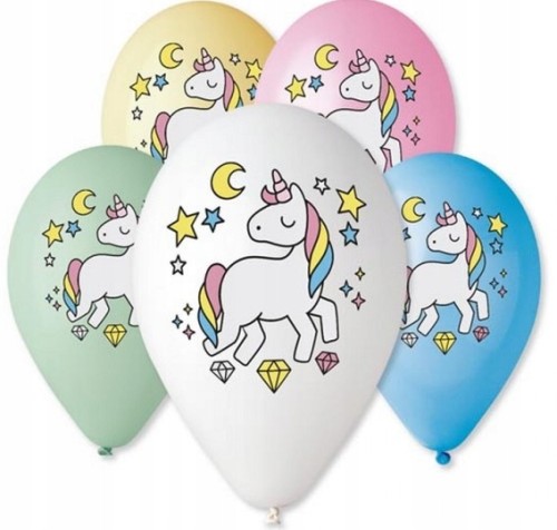 ZESTAW 5szt balony UNICORN lateksowe jednorożec