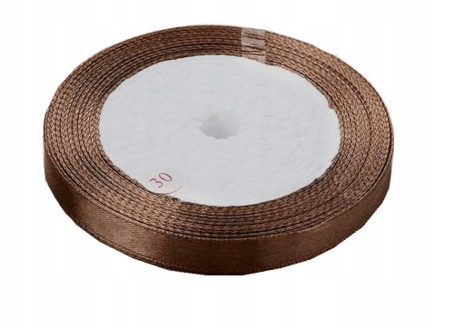Wstążka tasiemka satynowa brązowa 1cm x 22m