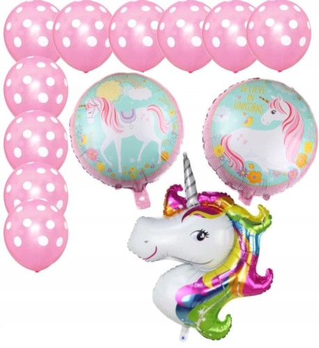 ZESTAW balony jednorożec duży UNICORN 13 szt